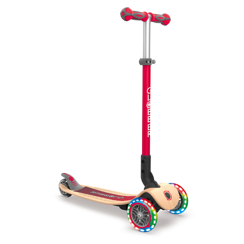 Globber Primo Foldable Wood with Lights Scooter - Red 436-102
