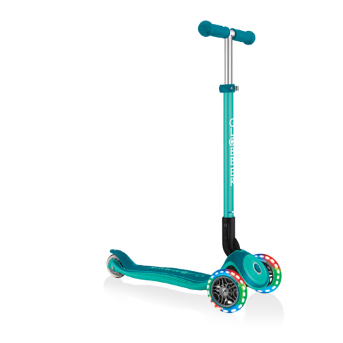 Globber PRIMO Foldable Plus scooter, w Light up wheels - EMERALD GREEN 439-107
