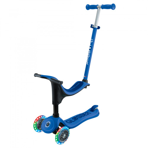 Globber GO UP Sporty Three Wheel Scooter with Lights - Navy Blue/Dark Navy 452-600