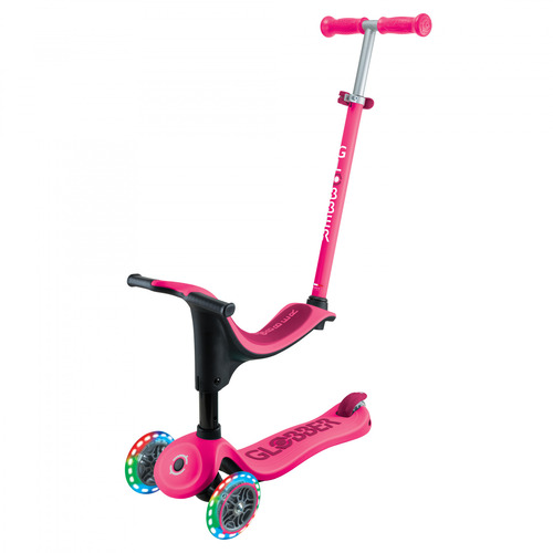 Globber GO UP Sporty Three Wheel Scooter with Lights [Colour: Fuchsia/Dark Pink] 452-610