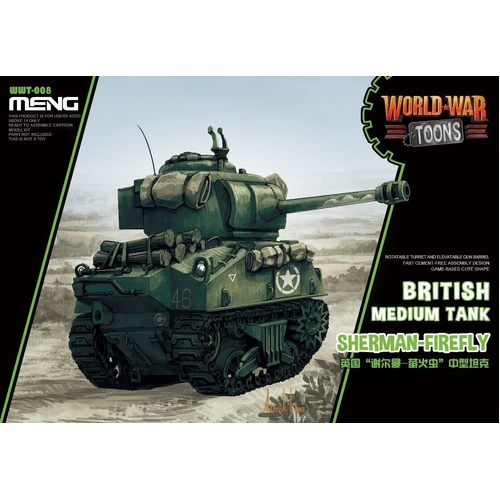 Meng World War Toons British Medium Tank Sherman-Firefly Model Kit WWT-008