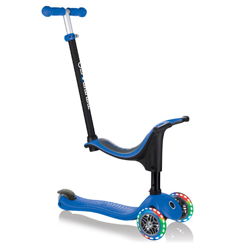 Globber GO UP Sporty Three Wheel Scooter with Lights - Navy Blue 452-100-3