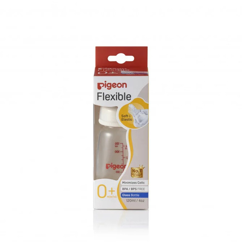 Pigeon Flexible Peristaltic Nipple Slim Neck Nurser Glass Baby Bottle 120mL suit 0+ months PBA282
