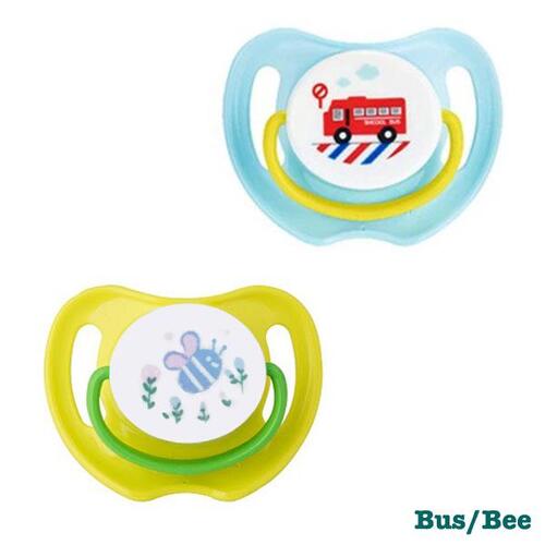 Pigeon Calming Soother/Dummy 2 Pack 0M+ S [Design: Bus & Bee]