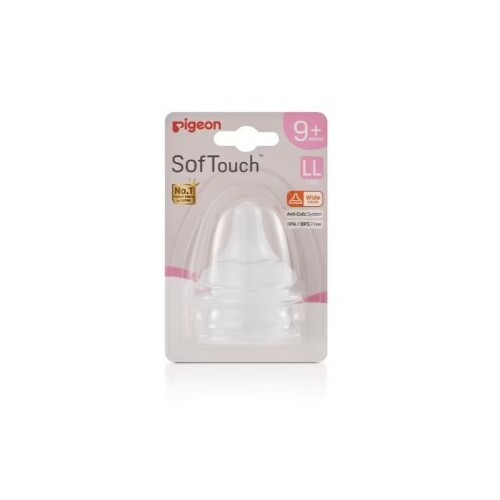 Pigeon SofTouch Peristaltic Plus Wide Neck Teat 2pk LL Flow suits 9+ months PTB865