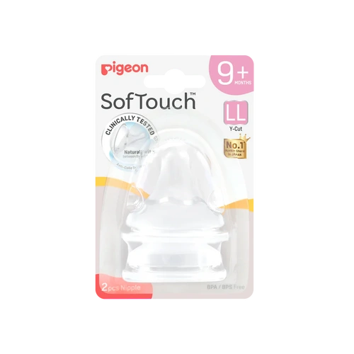 Pigeon SofTouch Peristaltic Plus Wide Neck Teat 2pk LL Flow suits 9+ months PTB269