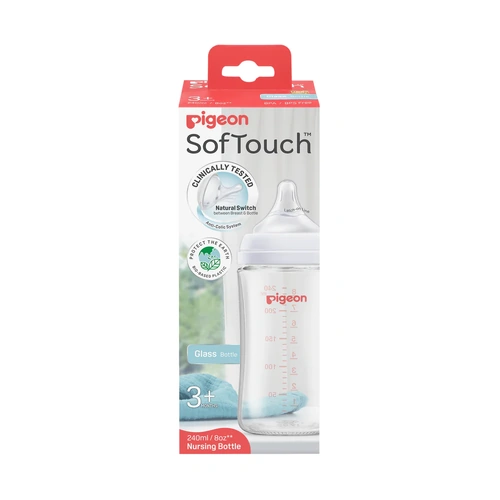 Pigeon SofTouch BPP Wide Neck Glass Baby Bottle 240mL suit 3+ months PBA272