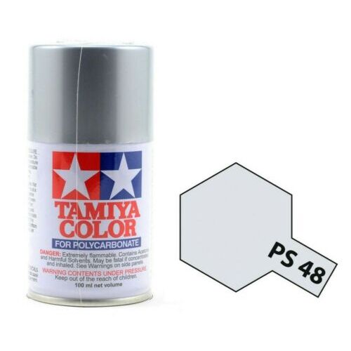 Tamiya Colour for Polycarbonate 100ml PS-48 Semi-Gloss Silver (Chrome) Anodised Aluminium Spray Paint 86048
