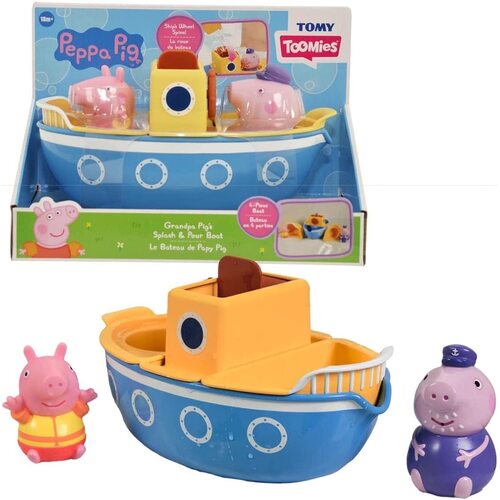 Peppa Pig TOMY Toomies Grandpa Pig's Splash & Pour Boat Bath Toy E73414