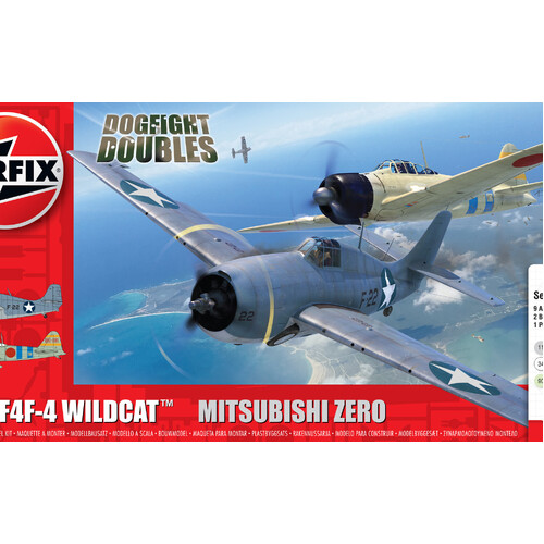 Airfix Dogfight Doubles F4F-4 Wildcat & Mitshubishi Zero 1:72 Scale Model Kit 50184
