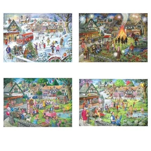 House of Puzzles - Seasons on the Green 4 x 500pc Puzzles HP0767