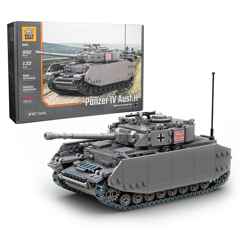 Build Army Panzer IV Ausf.H WW2 German Medium Tank 1:33 Scale Building Blocks BA0161
