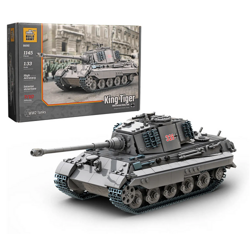 Build Army King Tiger WW2 German Heavy Tank 1:33 Scale Building Blocks BA0182