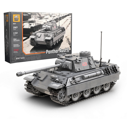 Build Army Panther Ausf.D WW2 German Medium Tank 1:33 Scale Building Blocks BA0171