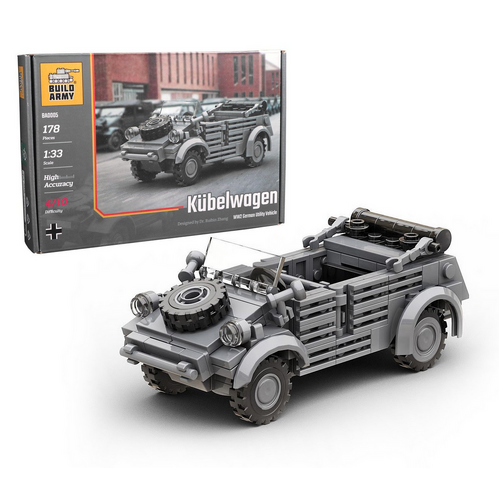 Build Army Kubelwagen WW2 German Utility Vehicle 1:33 Scale Building Blocks BA0005