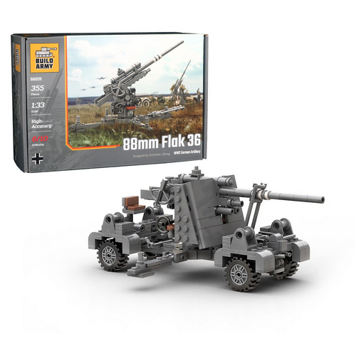 Build Army 88mm Flak 36 WW2 German Artillary 1:33 Scale Building Blocks BA0036