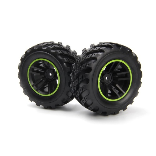 Blackzon Spryte Wheels/Tires Assembled (Black/Green) BZ540324
