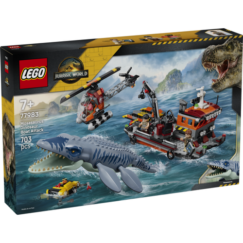 LEGO Jurassic World Mosasaurus Dinosaur Boat Attack 77983