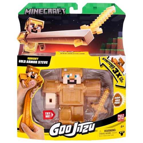 Goo Jitzu Minecraft Squishy Gold Armour Steve Figure 43114