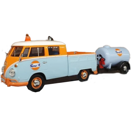 Motor Max Gulf VW Pickup & Oil Tanker Trailer 1:24 Scale Diecast Vehicle DDA796**