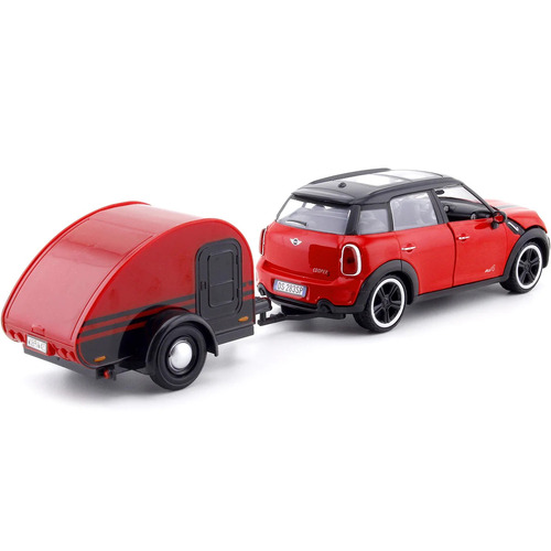DDA City Classic Red Mini Cooper S Countryman With Trailer 1:24 Scale Diecast Vehicle MX797**
