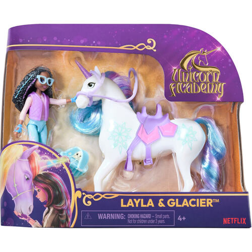 Unicorn Academy Small Doll and Unicorn Set Characters: Layla & Glacier