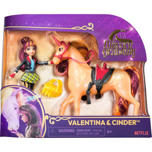 Unicorn Academy Small Doll and Unicorn Set Characters: Valentina & Cinder