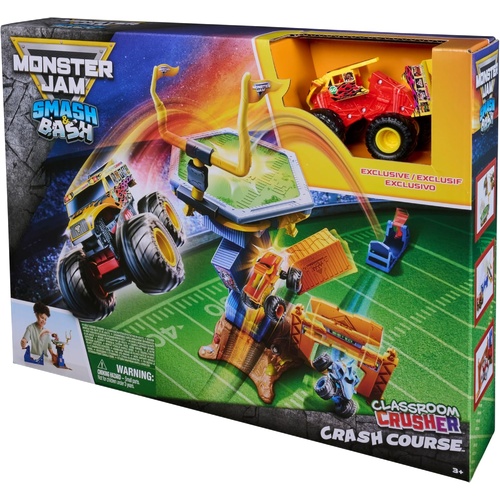 Monster Jam 1:64 Scale Smash & Bash Crash Course Playset w/Classroom Crusher SM6074638