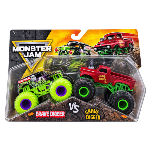 Monster Jam Grave Digger Vs Grave Digger 1:64 Scale Diecast Toy Truck 2pk SM6064128