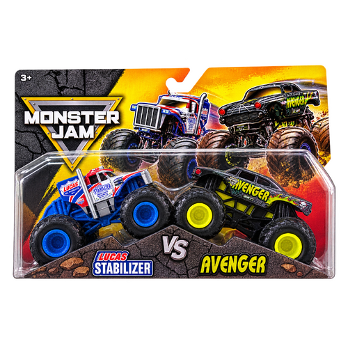 Monster Jam Lucas Stabilizer vs Avenger 1:64 Scale Diecast Toy Truck 2pk SM6064128