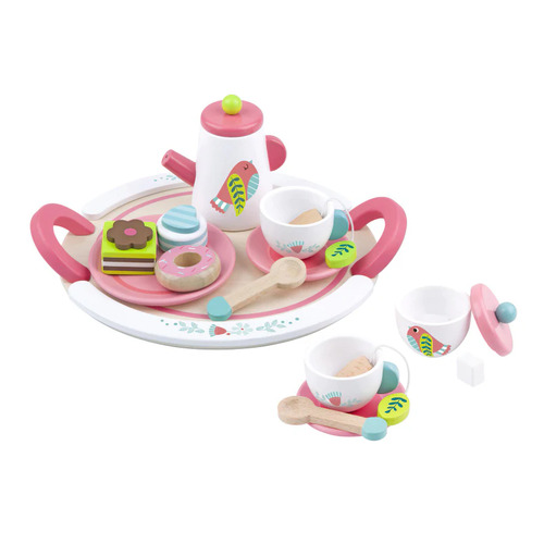 Tooky Toy Wooden Tea Set - Bird Design TL057 **