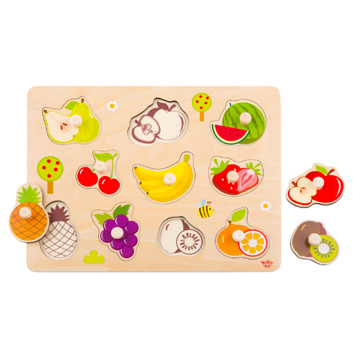 Tooky Toy Wooden Peg Puzzle - Fruit 11pcs TY854**