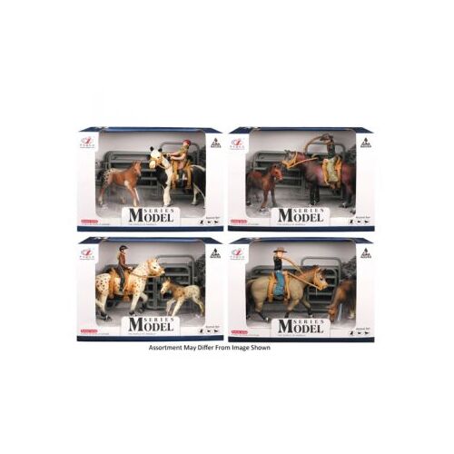 Model Series Farm Animals Horse & Foal Set With Rider Figure and Accessories Assorted AA154539