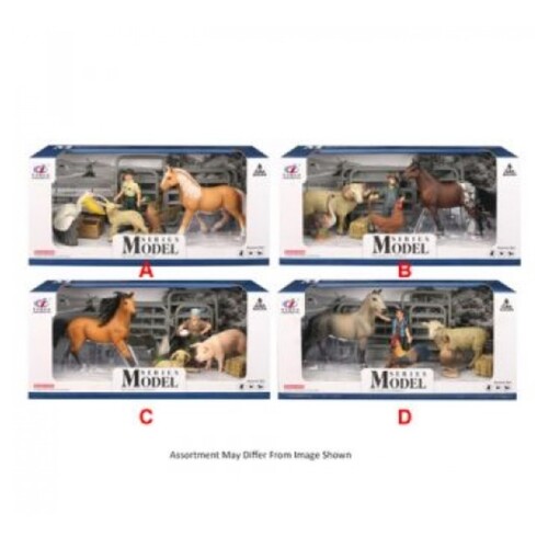 Model Series Farm Animal Set with Figure, 4 Animals & Accessories Assorted AA179184