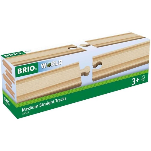 Brio Medium Straight Wooden Train Tracks (4pcs) 33335
