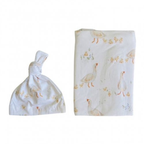 Cuddle Bug & Co. Organic Jersey Baby Wrap Set - Goosey Gander
