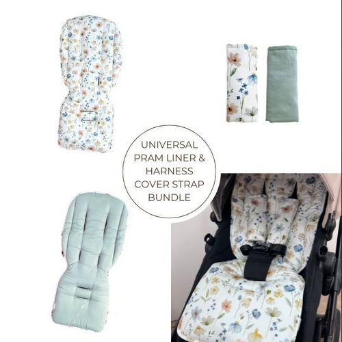 Cuddle Bug & Co Universal Pram Liner & Harness Covers - Meadow