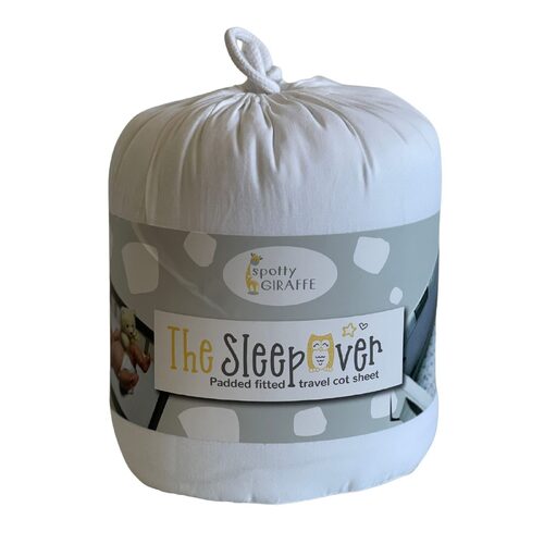 Spotty Giraffe The SleepOver Padded Fitted Travel Cot Sheet - White 5811