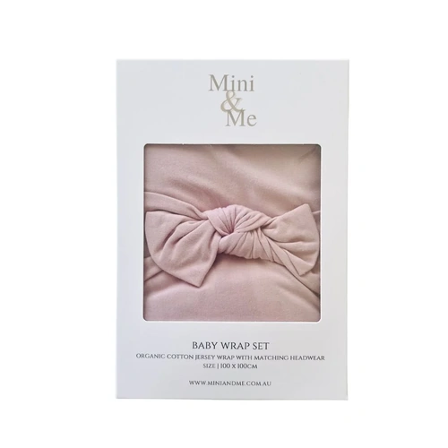 Mini & Me Organic Jersey Baby Wrap Set - Blush