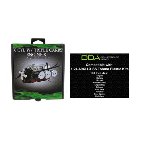 DDA 6 Cyl Triple Carb Engine 1:24 Scale Model Kit for A9X & LX SS Torana DDAAC006