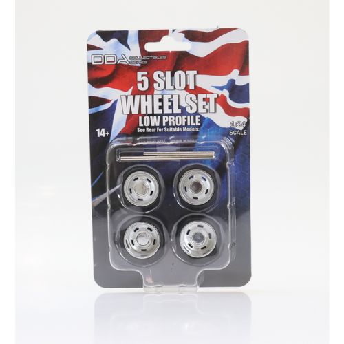 DDA Set of 4 x 5 Slot Low Profile Wheels w/Tyres 1:24 Scale DDAW009