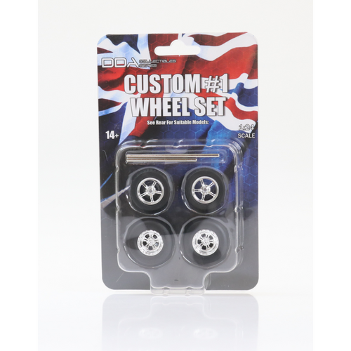DDA Set of 4 x Custom #1 Wheels w/Tyres & Axles 1:24 Scale DDAW012