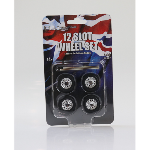 DDA Set of 4 x 12 Slot Wheels w/Tyres & Axles 1:24 Scale DDAW015