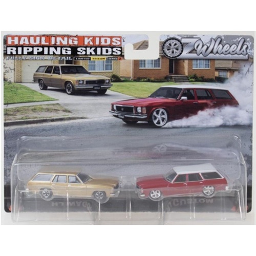 Oz Wheels Ripping Skids FSD 1:64 Scale Twin Set - Holden HJ Custom & HJ Wagon