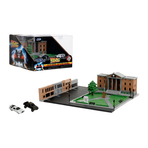 Jada Back to the Future Nano Scene Hill Valley Courthouse with 2 Vehicles 34804