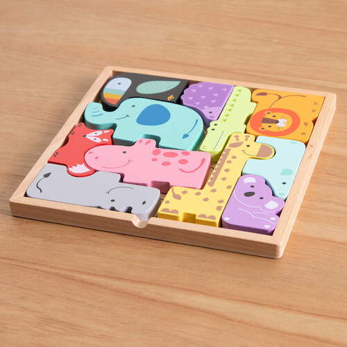Fat Brain Toys Wooden Animal Block Puzzle FB512