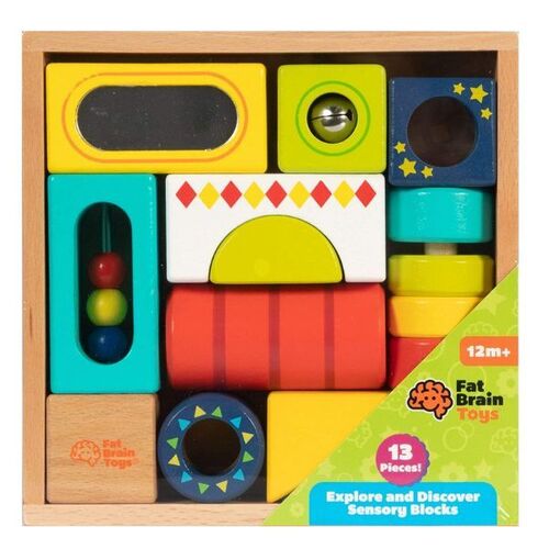 Fat Brain Toy Co Wooden Explore & Discover Sensory Blocks FB441