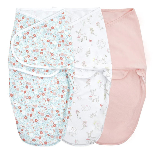 Aden + Anais Essentials Wrap Swaddle 3 Pack 'Fairy Tale Flowers' 0-3 months