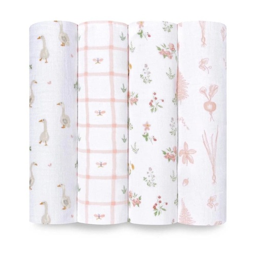 Aden + Anais 4pk 100% Cotton Muslin Swaddles - Country Floral