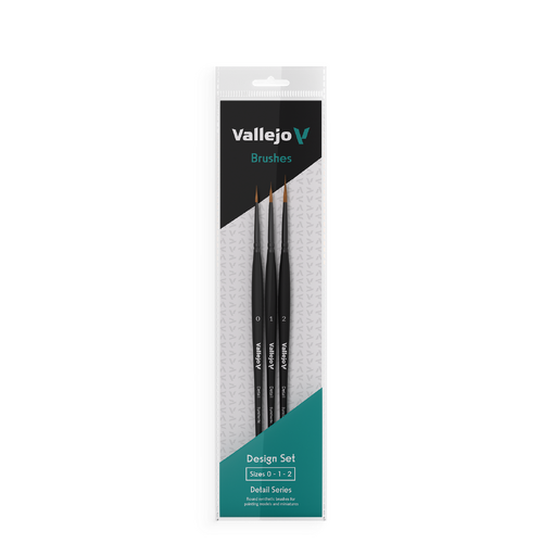 Vallejo Hobby Brushes: Detail Design Set - Synthetic fibers (Sizes 0, 1 & 2) AVB02991